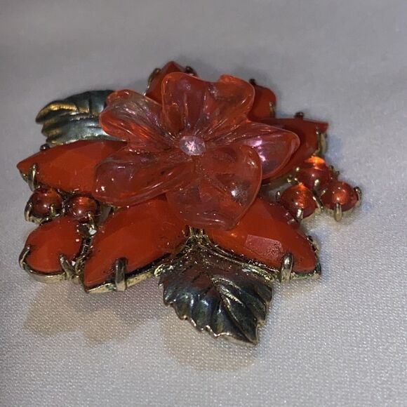 Vintage Laila Rowe Pink Lucite And Plastic Faceted Stones Flower Pin Brooch HTF - Picture 7 of 11